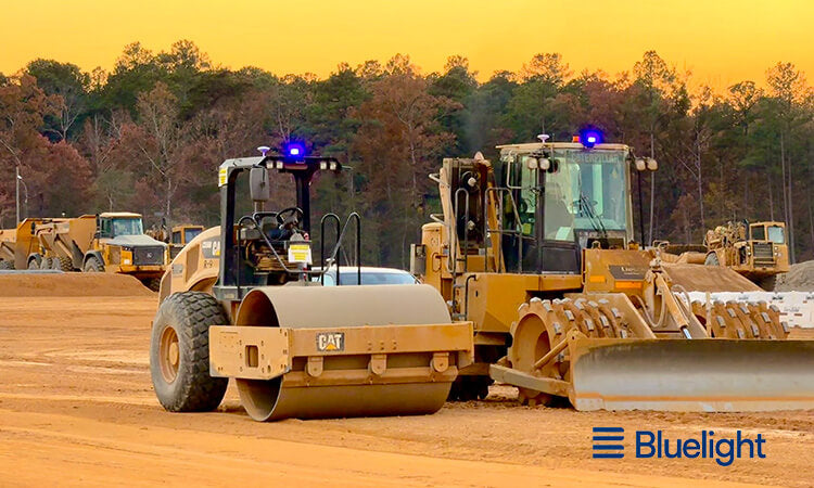 Blue Light Machine Control on Equipment at Jobsite