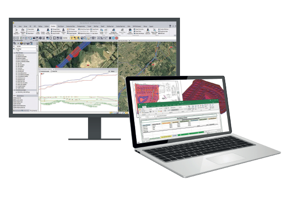 Trimble Business Center Software on Computer Screens
