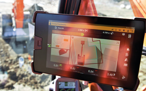 Trimble Earthworks Tablet Screen Inside of Equipment