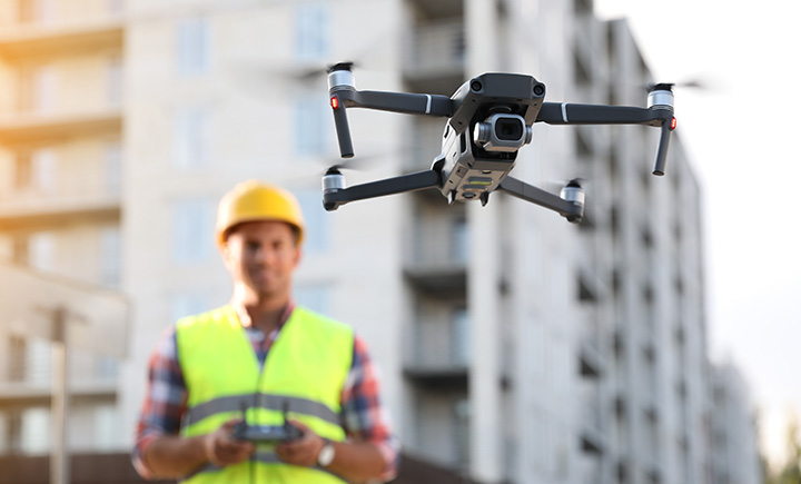 Trimble drone solutions being used by worker